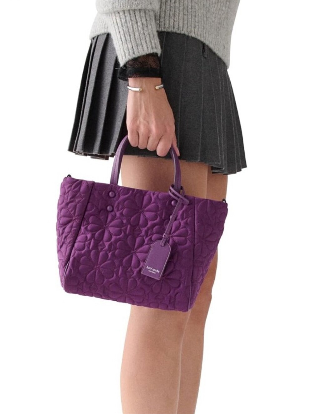 Kate Spade Tilly Quilted Flower Purple Nylon Crossbody Mini Tote kip
